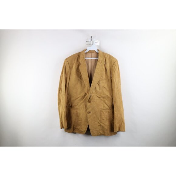 Vtg 70s 80s Streetwear Mens 42L Distressed Suede Leather Blazer Suit Coat Jacket